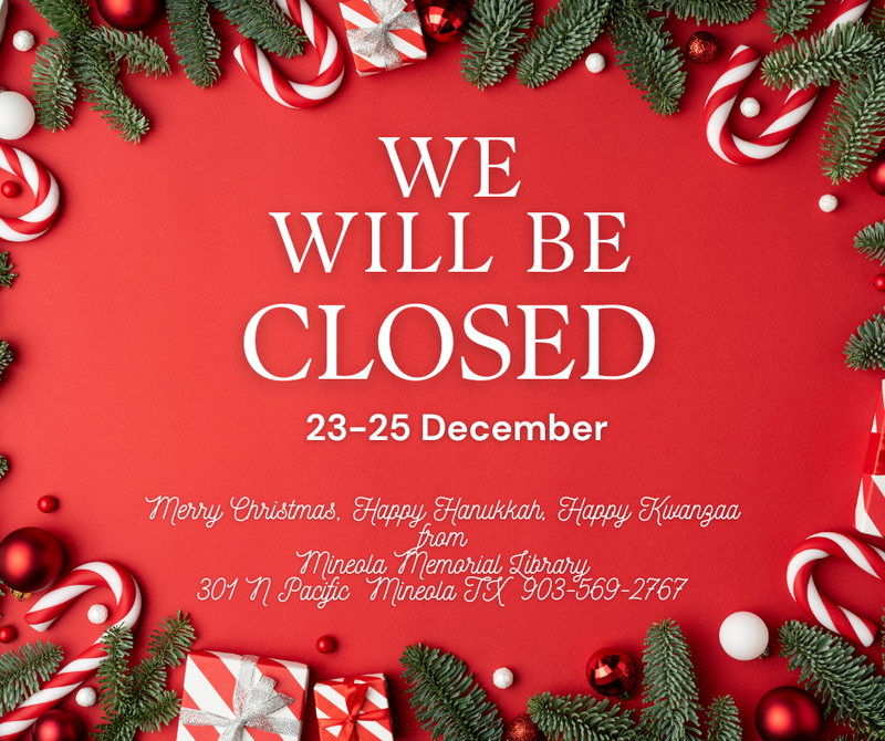 Library will be closed December 23-25