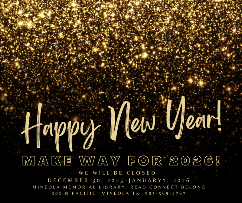 Library will be closed December 30, 2025 -January 1, 2026
